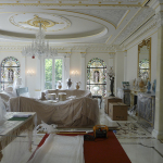 Decorative hand painted ceiling, dining room