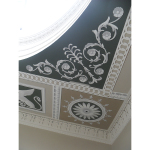 Decorative hand painted ceiling, staircase