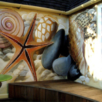Decorative hand painted wall detail, shells